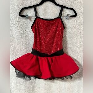 Weissman red and black sequin dress medium Child